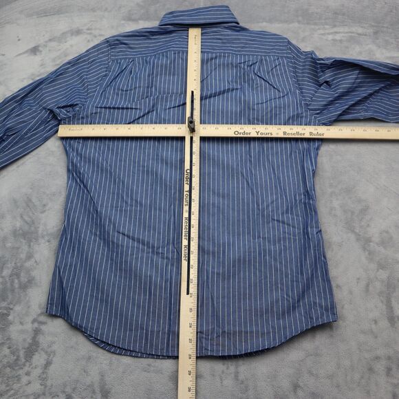 Hollister Button Up Shirt Mens Medium M Blue White Stripes Dress Preppy Work - Picture 3 of 16